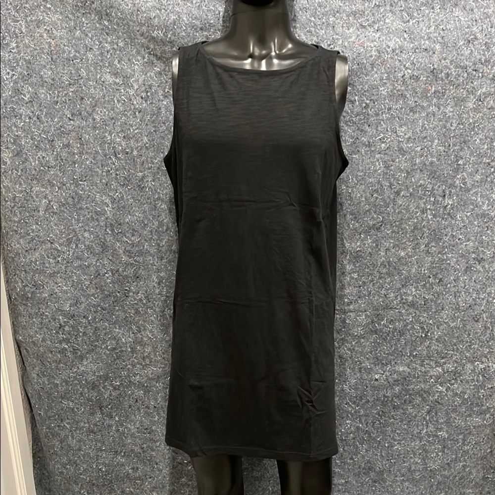 NEW J Jill WOMENS LARGE TALL Black Sleeveless Knit Tunic Muscle Tee Tank Top